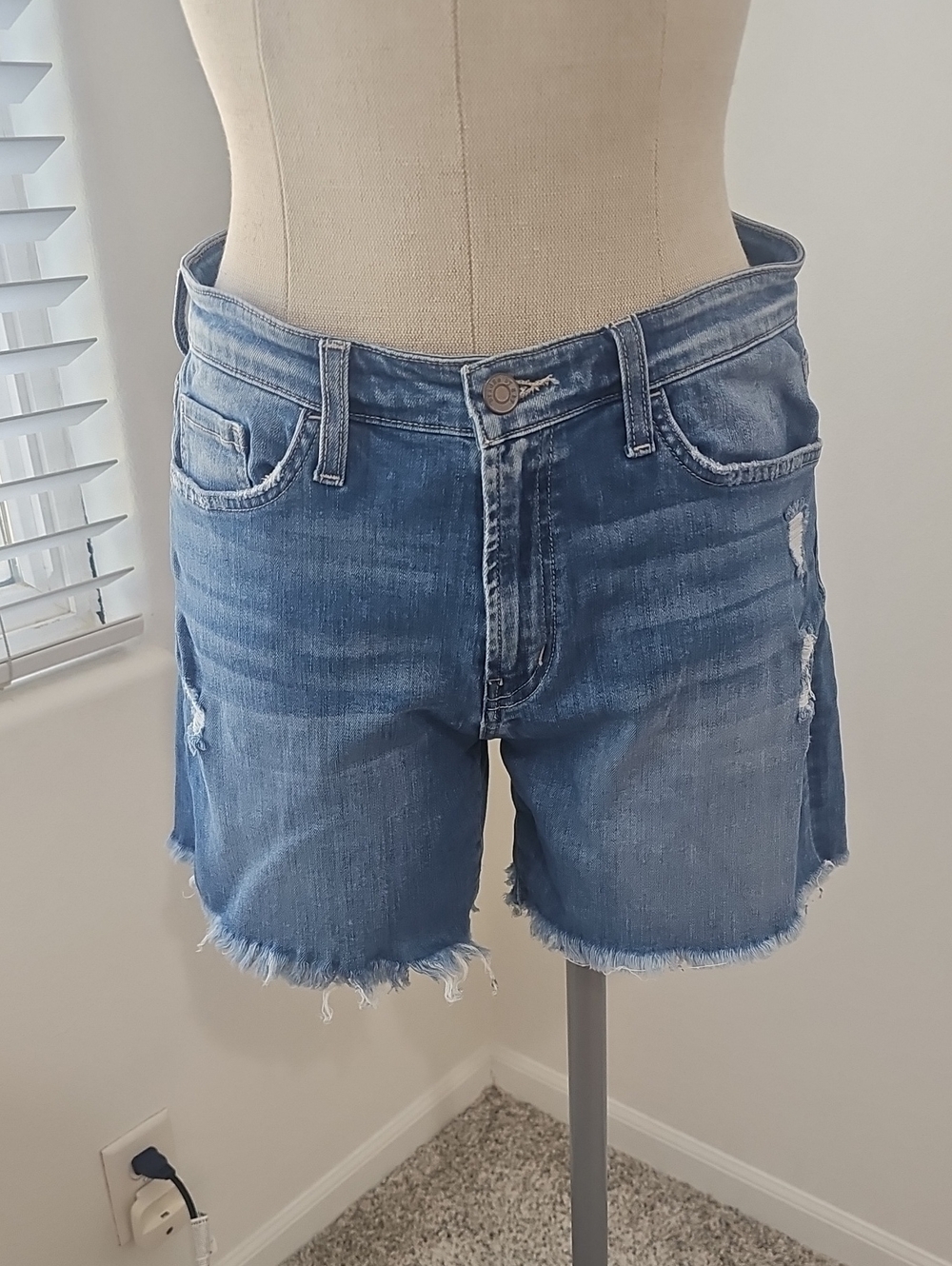 Flying Monkey Light Blue Distressed Frayed Hem Denim Shorts